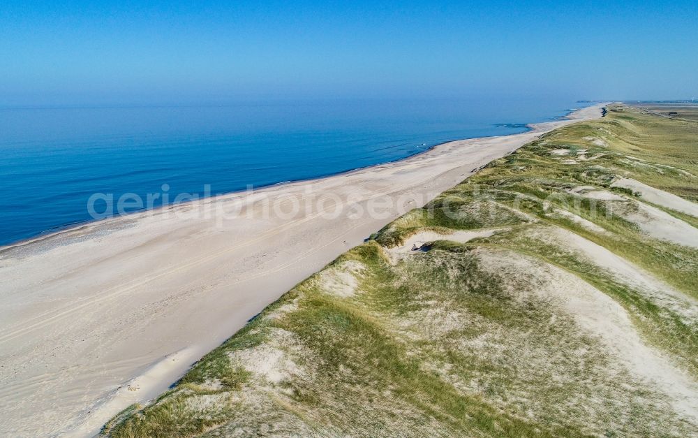 Ulfborg from above - Beach landscape along the of North Sea in Ulfborg in Region Midtjylland, Denmark