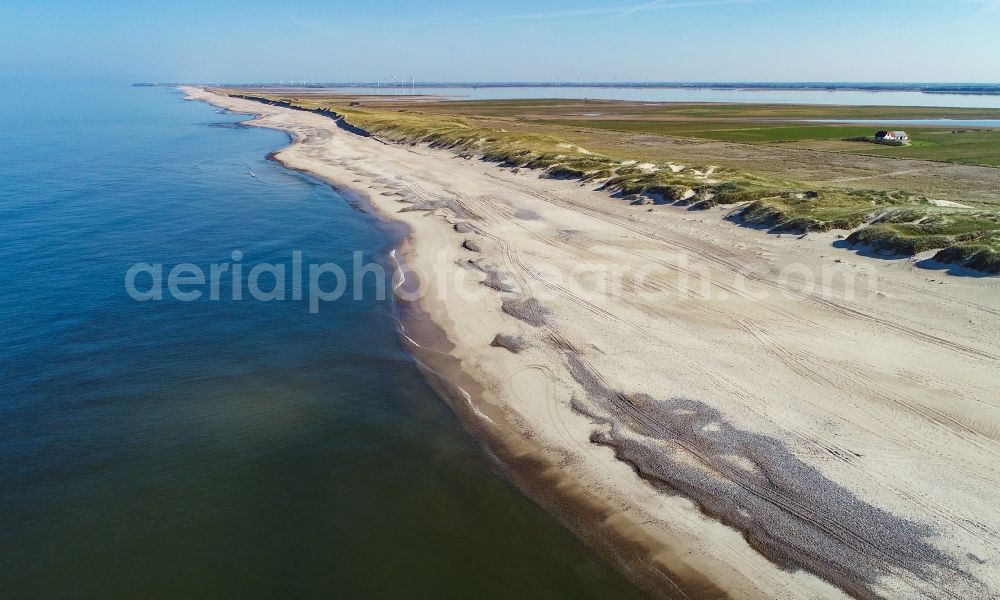 Aerial image Ulfborg - Beach landscape along the of North Sea in Ulfborg in Region Midtjylland, Denmark