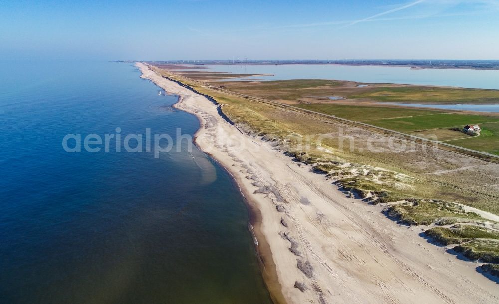 Aerial image Ulfborg - Beach landscape along the of North Sea in Ulfborg in Region Midtjylland, Denmark