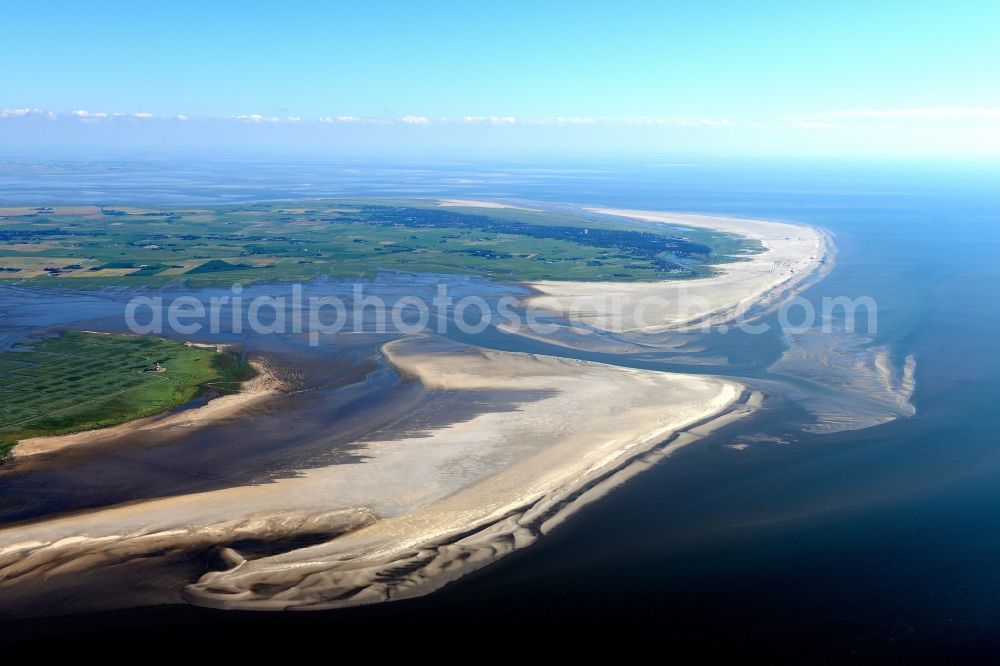 Aerial photograph Westerhever - Beach landscape on the North Sea in Westerhever in the state Schleswig-Holstein