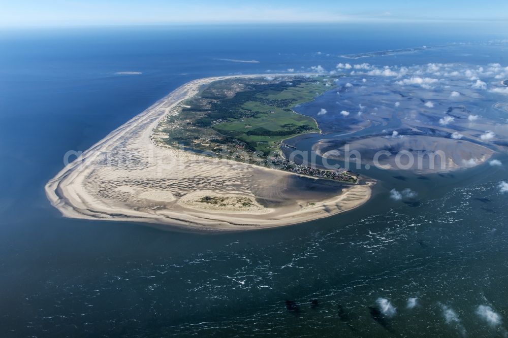 Wittdün auf Amrum from above - Beach landscape on the North Sea in Wittduen auf Amrum in the state Schleswig-Holstein