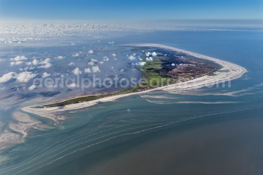 Aerial image Wittdün auf Amrum - Beach landscape on the North Sea in Wittduen auf Amrum in the state Schleswig-Holstein