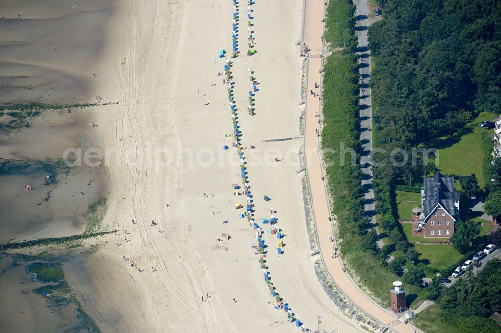 Wyk auf Föhr from above - Beach landscape on the North Sea in Wyk auf Foehr in the state Schleswig-Holstein