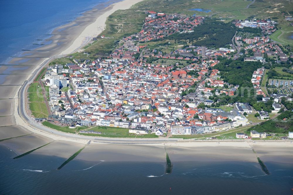 Norderney from above - Beach landscape on the North Sea to island Norderney in the state Lower Saxony