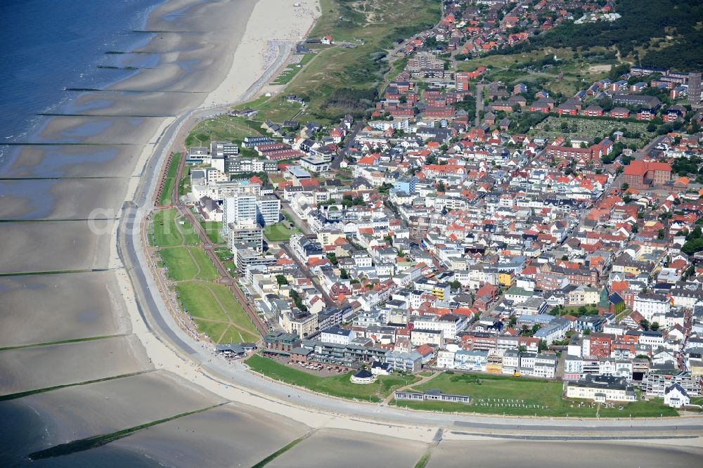 Norderney from above - Beach landscape on the North Sea to island Norderney in the state Lower Saxony