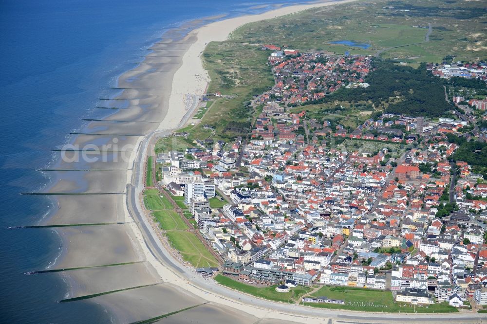 Aerial image Norderney - Beach landscape on the North Sea to island Norderney in the state Lower Saxony