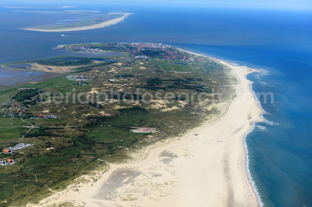 Norderney from the bird's eye view: Beach landscape on the North Sea to island Norderney in the state Lower Saxony