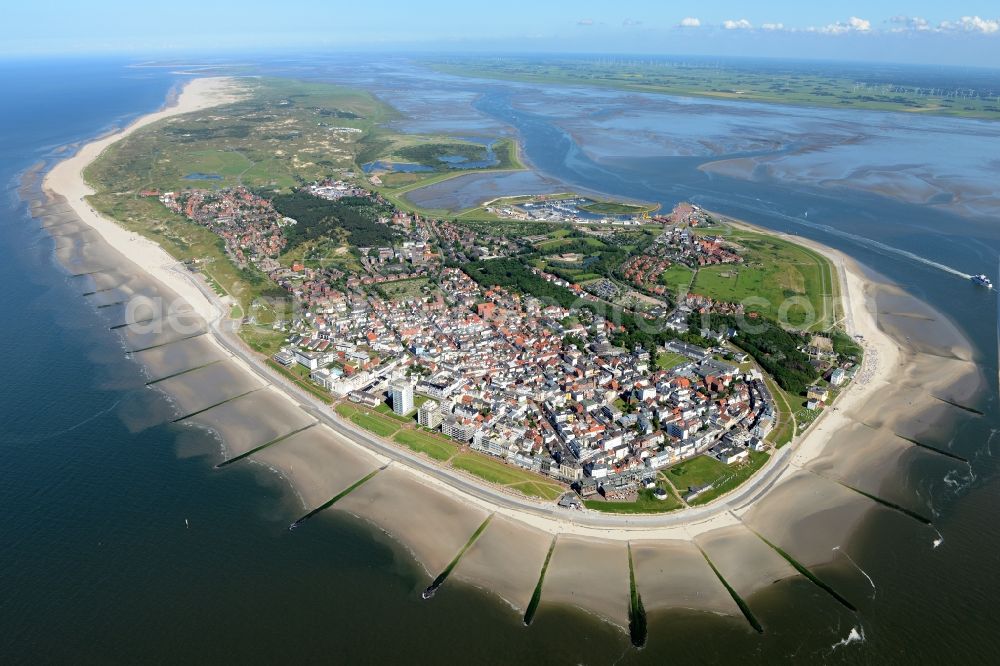 Aerial image Norderney - Beach landscape on the North Sea to island Norderney in the state Lower Saxony