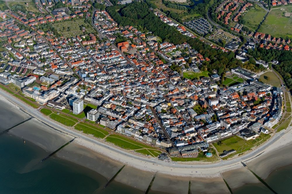 Norderney from above - Beach landscape on the North Sea to island Norderney in the state Lower Saxony