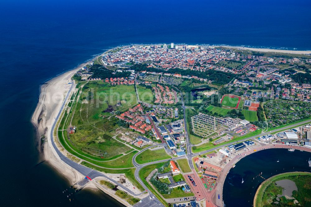 Aerial photograph Norderney - Beach landscape on the North Sea to island Norderney in the state Lower Saxony