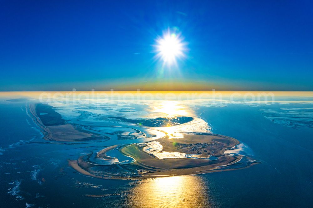 Aerial image Juist - Beach landscape on the Island of Juist Memmert,Kachelotplate in the state Lower Saxony