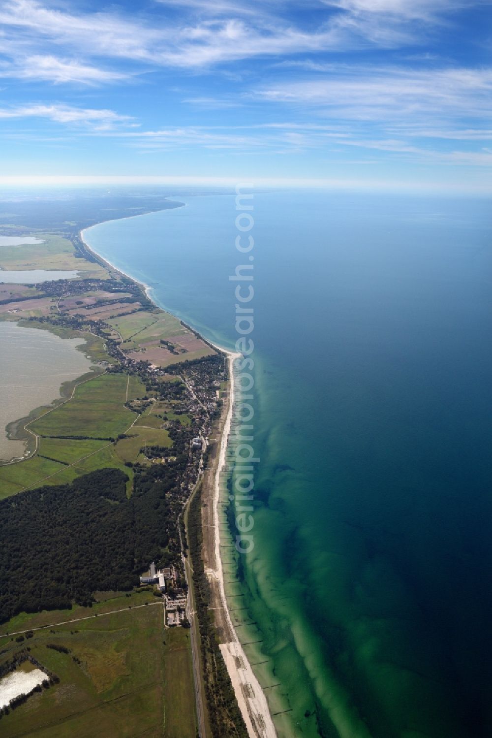 Aerial image Ahrenshoop - Beach landscape on the Baltic Sea in Ahrenshoop in the state Mecklenburg - Western Pomerania