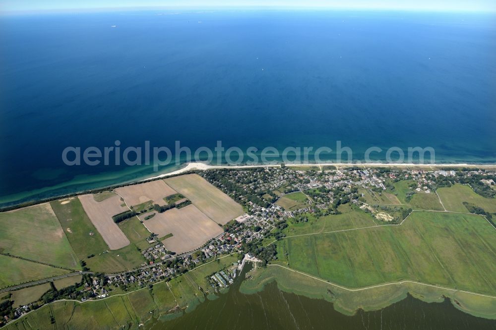 Aerial image Ahrenshoop - Beach landscape on the Baltic Sea in Ahrenshoop in the state Mecklenburg - Western Pomerania