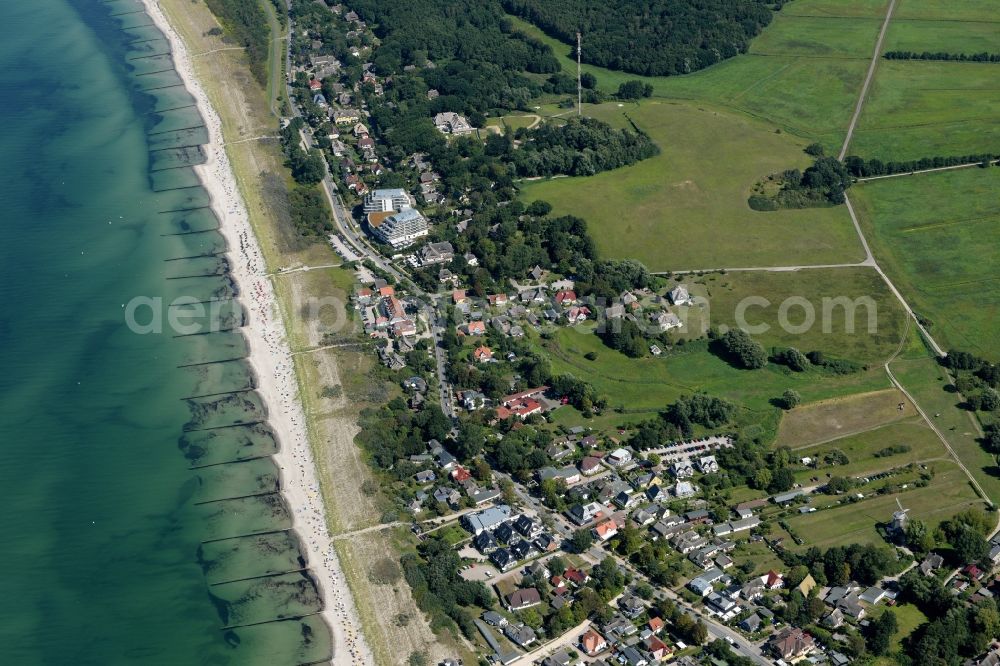 Aerial image Ahrenshoop - Beach landscape on the Baltic Sea in Ahrenshoop in the state Mecklenburg - Western Pomerania