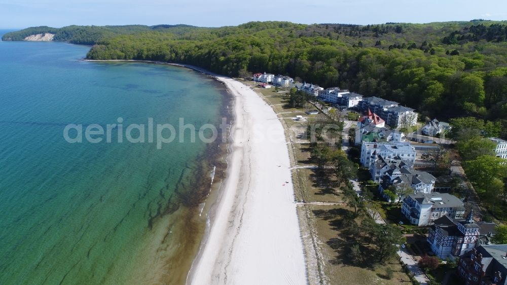 Aerial image Binz - Beach landscape along the of Baltic Sea in Binz on island ruegen in the state Mecklenburg - Western Pomerania, Germany