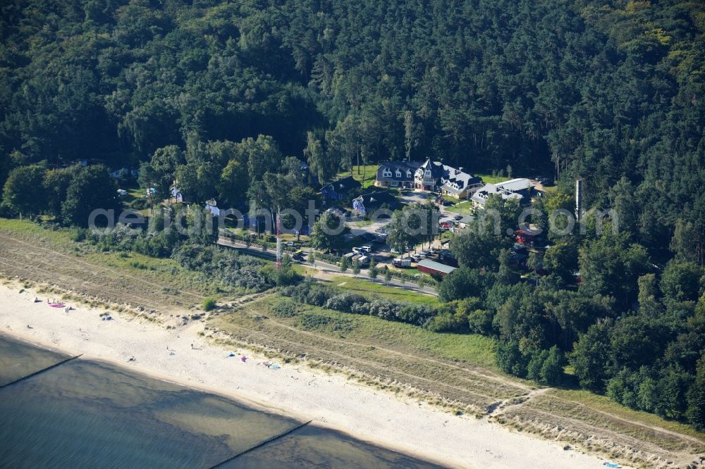 Aerial image Ückeritz - Beach landscape on the Baltic Sea in Ueckeritz in the state Mecklenburg - Western Pomerania