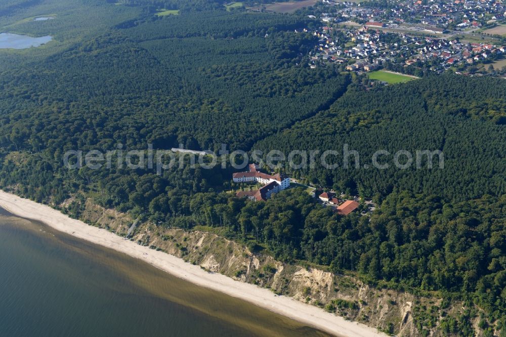 Ückeritz from above - Beach landscape on the Baltic Sea in Ueckeritz in the state Mecklenburg - Western Pomerania