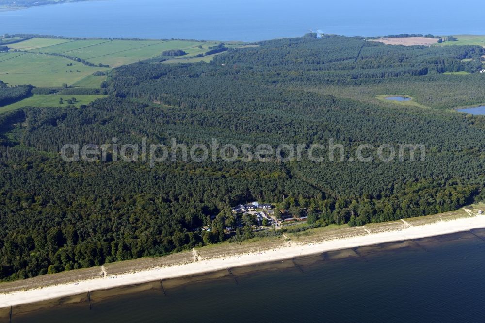 Ückeritz from above - Beach landscape on the Baltic Sea in Ueckeritz in the state Mecklenburg - Western Pomerania