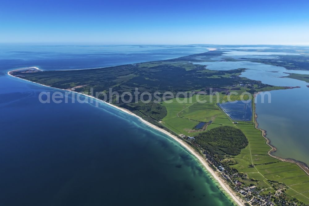 Aerial image Born am Darß - Beach landscape along the of Baltic Sea in Darsser Ort in the state Mecklenburg - Western Pomerania, Germany