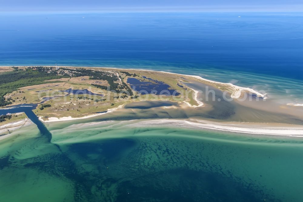 Aerial image Born am Darß - Beach landscape along the of Baltic Sea in Darsser Ort in the state Mecklenburg - Western Pomerania, Germany