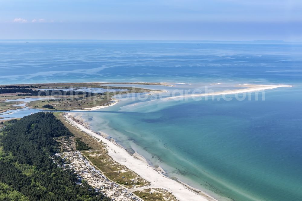 Aerial image Born am Darß - Beach landscape along the of Baltic Sea in Darsser Ort in the state Mecklenburg - Western Pomerania, Germany