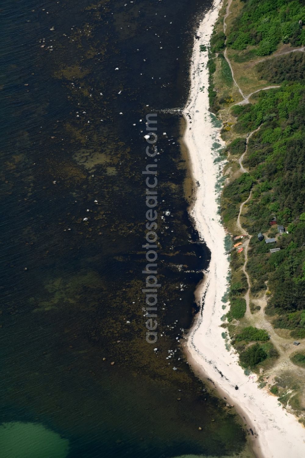 Hasle from the bird's eye view: Beach landscape on the Baltic Sea in Hasle in Region Hovedstaden, Denmark