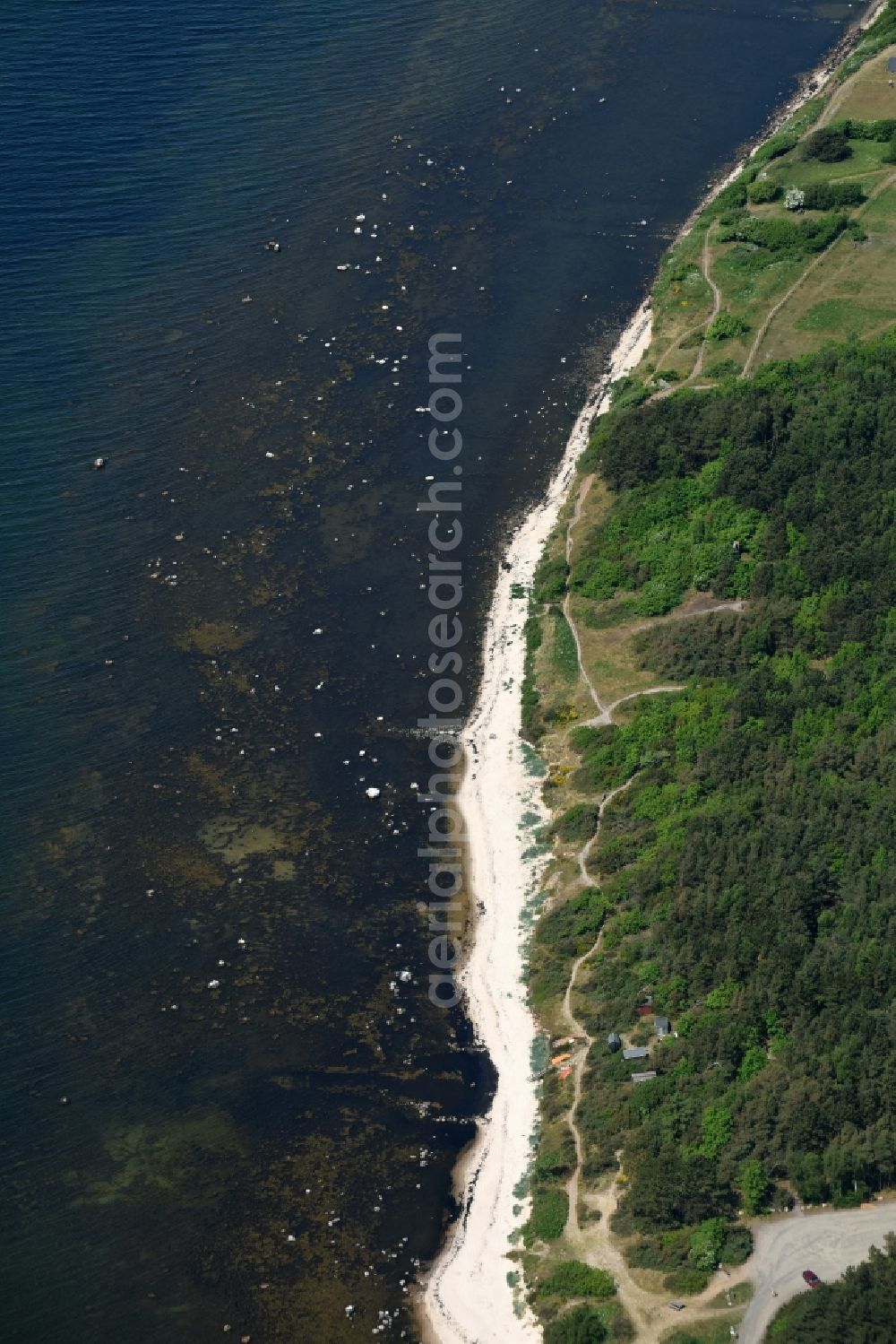 Aerial image Hasle - Beach landscape on the Baltic Sea in Hasle in Region Hovedstaden, Denmark