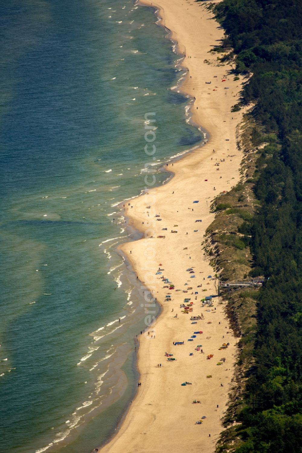 Aerial photograph Kolobrzeg - Kolberg - Beach landscape on the Baltic Sea in Kolberg in West Pomerania, Poland