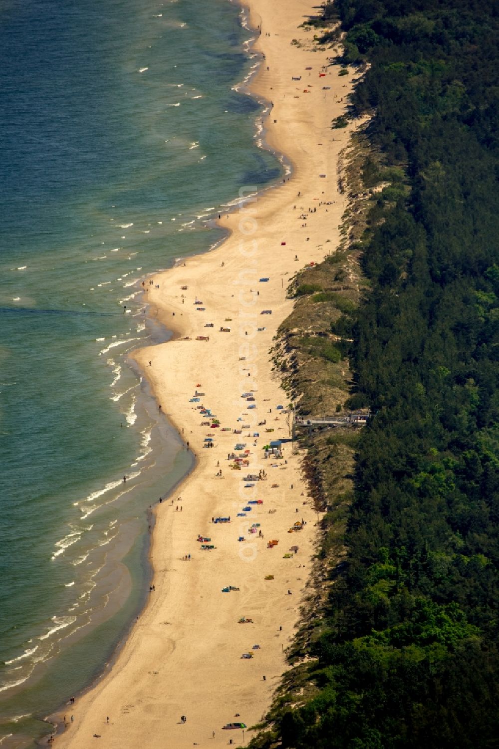 Kolobrzeg - Kolberg from above - Beach landscape on the Baltic Sea in Kolberg in West Pomerania, Poland