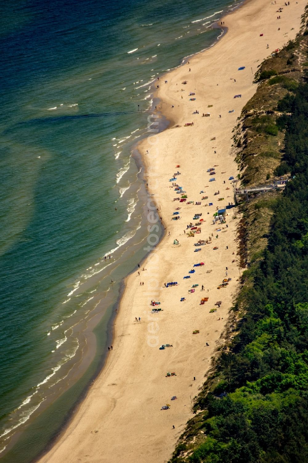 Aerial image Kolobrzeg - Kolberg - Beach landscape on the Baltic Sea in Kolberg in West Pomerania, Poland