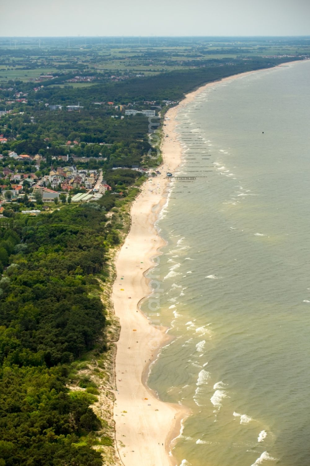 Aerial photograph Mielenko - Beach landscape on the Baltic Sea in Mielenko in West Pomerania, Poland