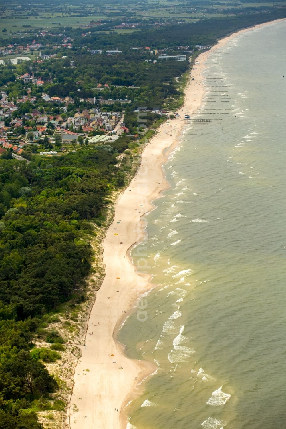 Mielenko from above - Beach landscape on the Baltic Sea in Mielenko in West Pomerania, Poland