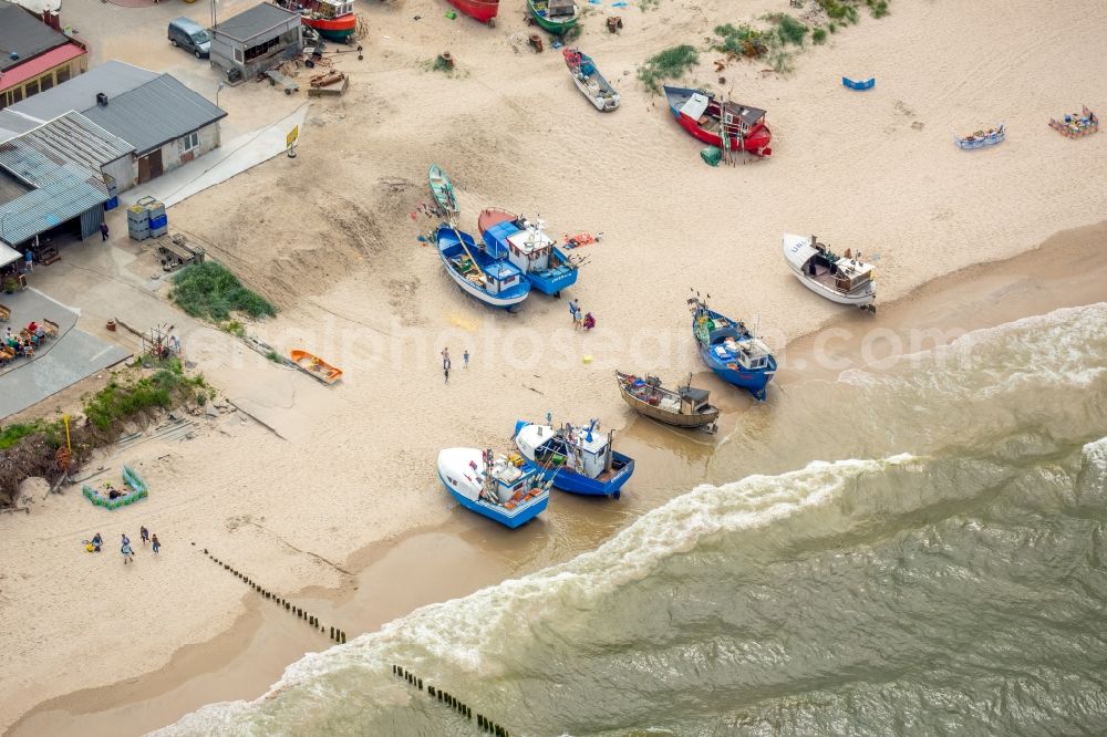 Aerial image Mielenko - Beach landscape on the Baltic Sea in Mielenko in West Pomerania, Poland