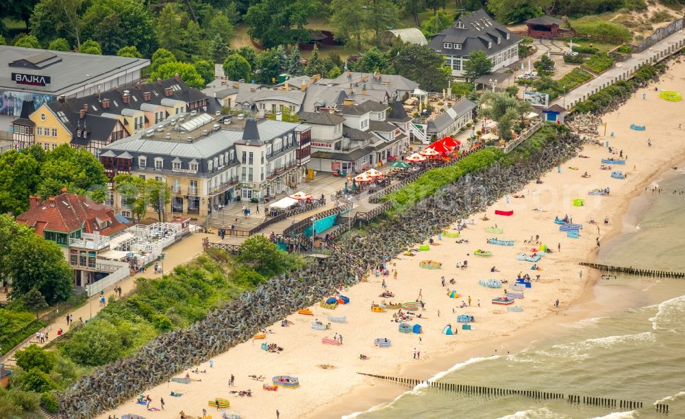 Mielenko from the bird's eye view: Beach landscape on the Baltic Sea in Mielenko in West Pomerania, Poland