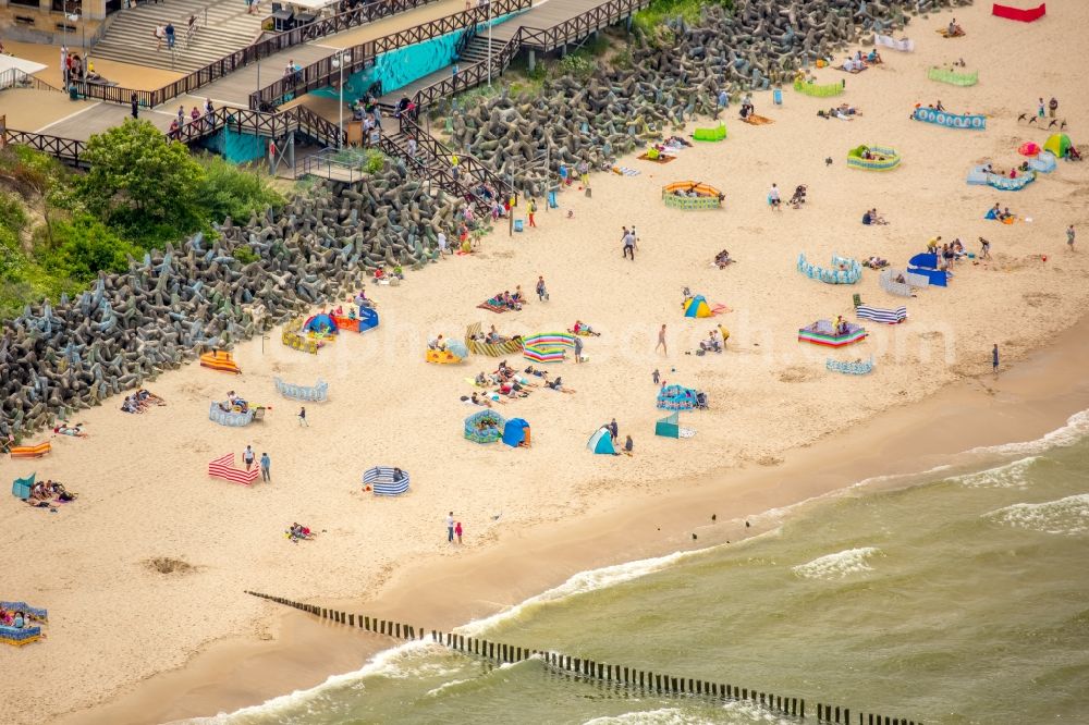 Aerial image Mielenko - Beach landscape on the Baltic Sea in Mielenko in West Pomerania, Poland