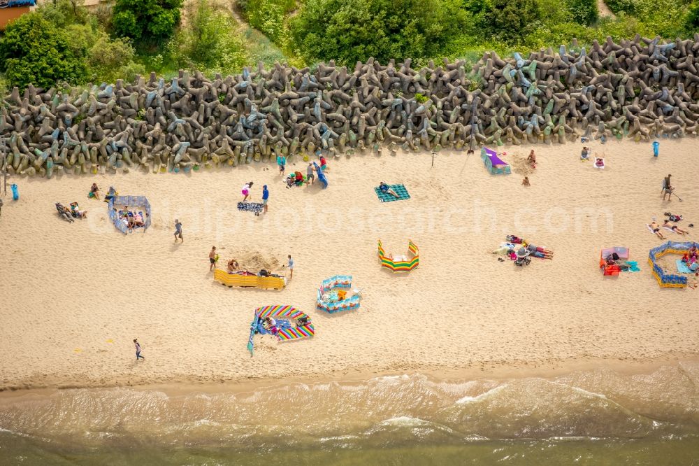 Aerial photograph Mielenko - Beach landscape on the Baltic Sea in Mielenko in West Pomerania, Poland