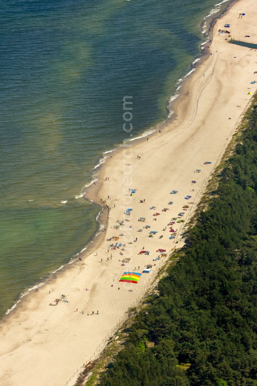 Niechorze Horst from above - Beach landscape on the Baltic Sea in Niechorze Horst in West Pomerania, Poland