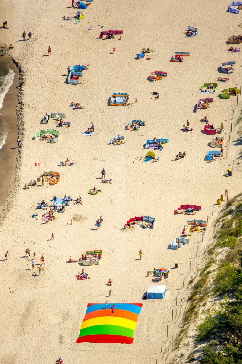 Niechorze Horst from the bird's eye view: Beach landscape on the Baltic Sea in Niechorze Horst in West Pomerania, Poland