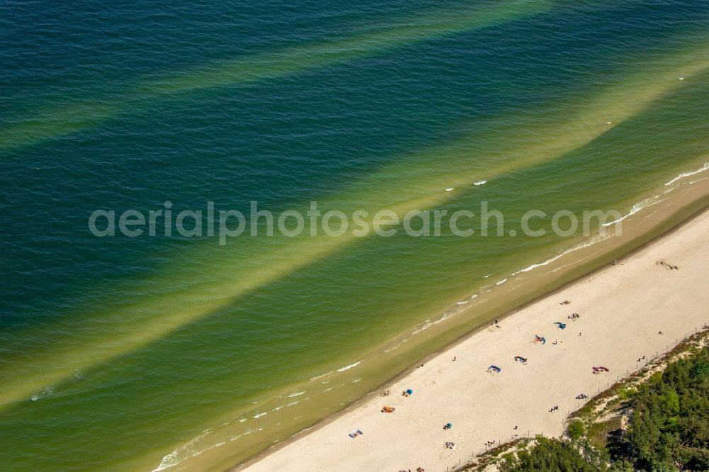 Aerial image Niechorze Horst - Beach landscape on the Baltic Sea in Niechorze Horst in West Pomerania, Poland