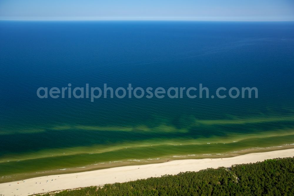 Aerial photograph Niechorze Horst - Beach landscape on the Baltic Sea in Niechorze Horst in West Pomerania, Poland