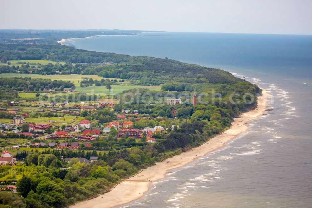 Aerial image Sarbinowo - Beach landscape on the Baltic Sea in Sarbinowo in West Pomerania, Poland