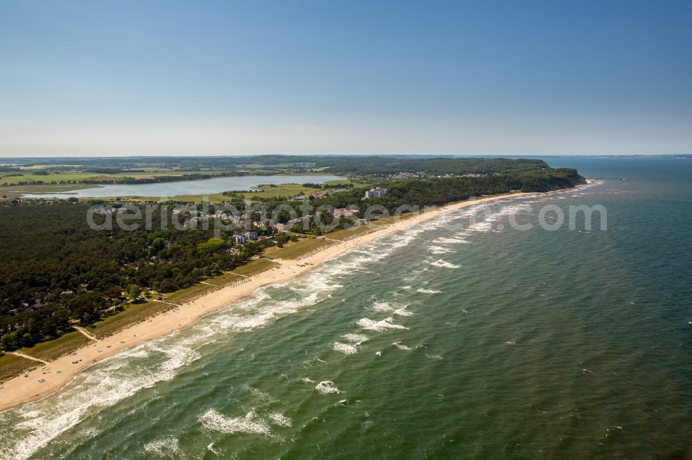 Aerial photograph Sellin - Beach landscape on the Baltic Sea in Sellin in the state Mecklenburg - Western Pomerania