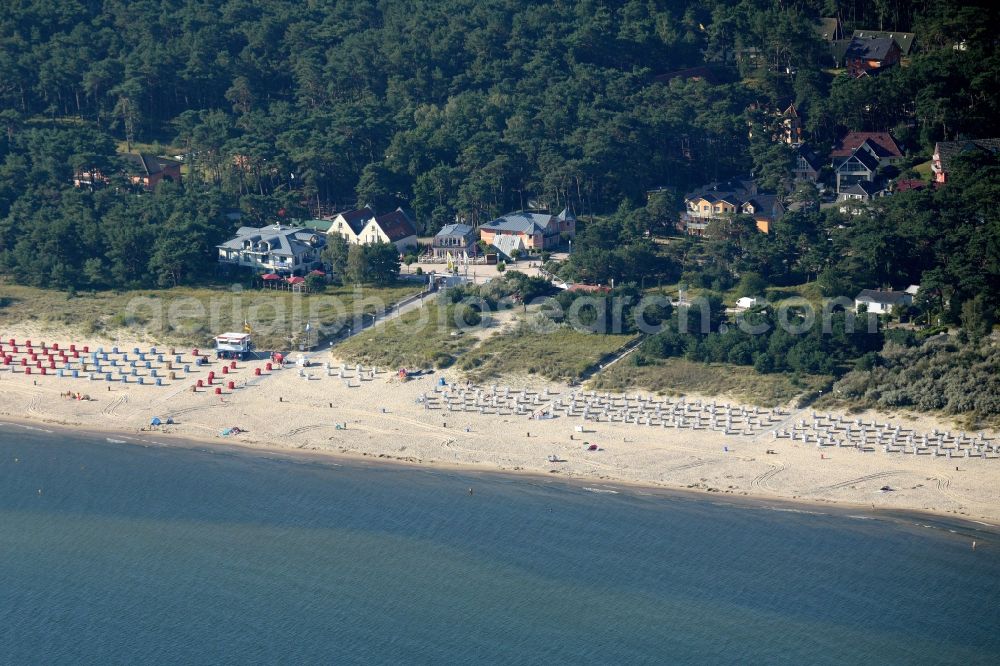 Aerial photograph Trassenheide - Beach landscape on the Baltic Sea in Trassenheide in the state Mecklenburg - Western Pomerania