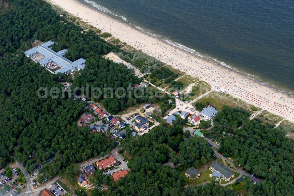 Aerial photograph Trassenheide - Beach landscape on the Baltic Sea in Trassenheide in the state Mecklenburg - Western Pomerania