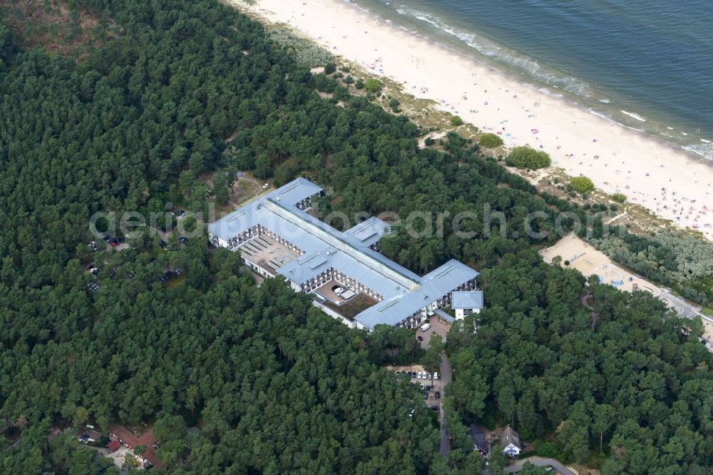 Aerial image Trassenheide - Beach landscape on the Baltic Sea in Trassenheide in the state Mecklenburg - Western Pomerania