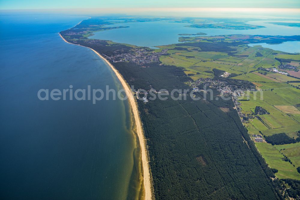 Trassenheide from the bird's eye view: Beach landscape on the Baltic Sea in Trassenheide in the state Mecklenburg - Western Pomerania