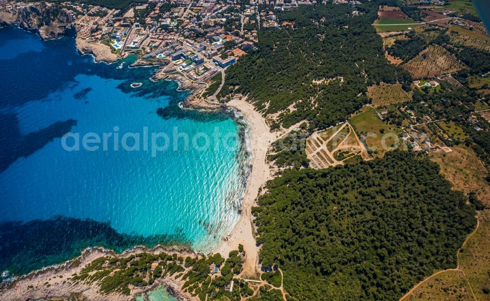 Aerial photograph Capdepera - Beach landscape along the Platja de Cala Agulla Capdepera in Capdepera in Balearic island of Mallorca, Spain