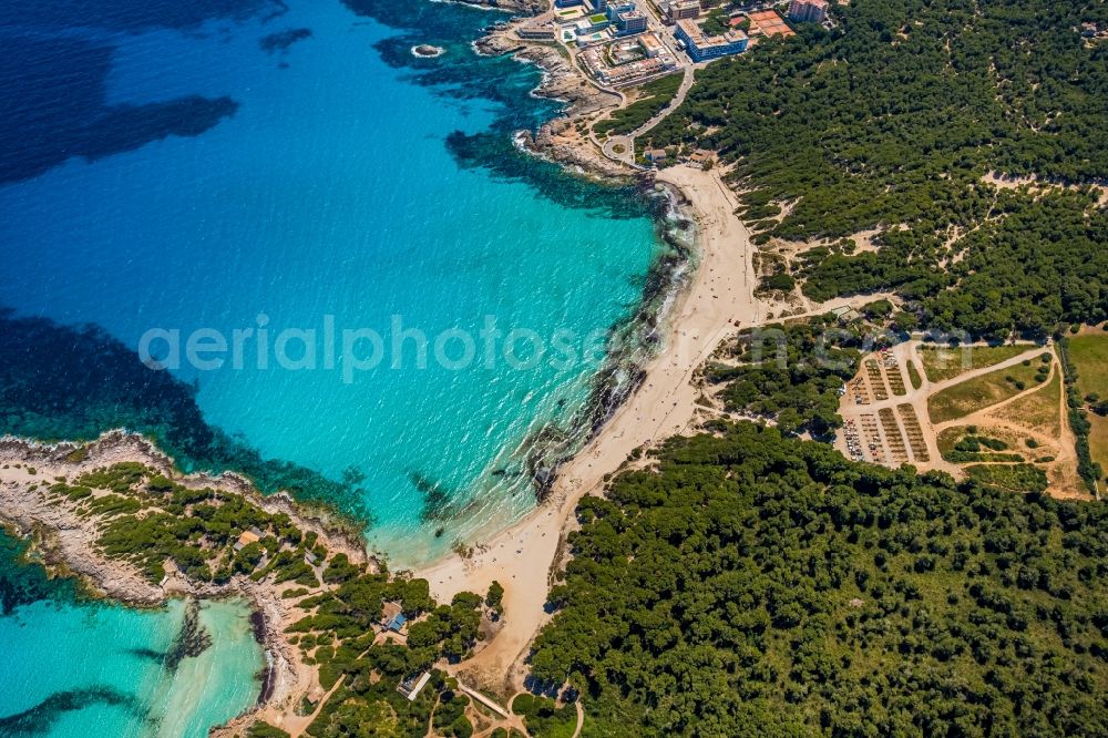 Capdepera from above - Beach landscape along the Platja de Cala Agulla Capdepera in Capdepera in Balearic island of Mallorca, Spain