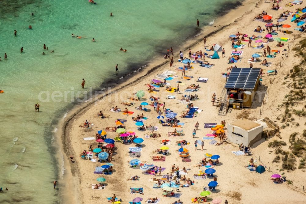 Aerial photograph Campos - Beach landscape along the Platja of Trenc in Campos in Islas Baleares, Spain