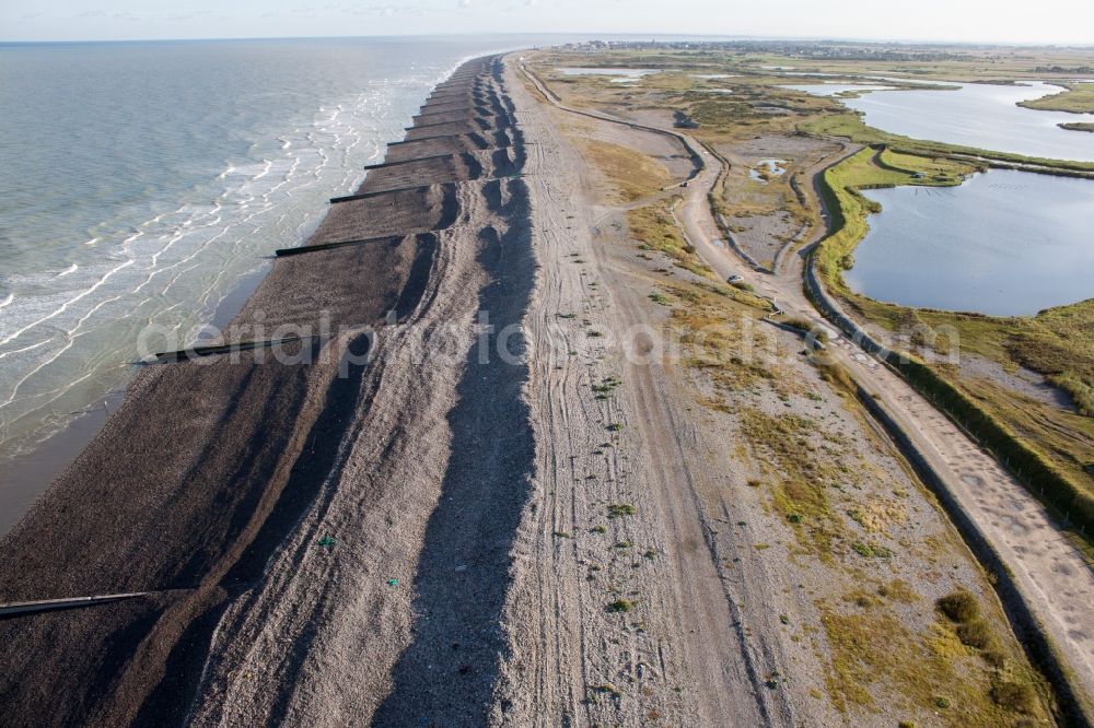 Aerial image Cayeux-sur-Mer - Beach landscape on the English Channel in Cayeux-sur-Mer in Hauts-de-France, France